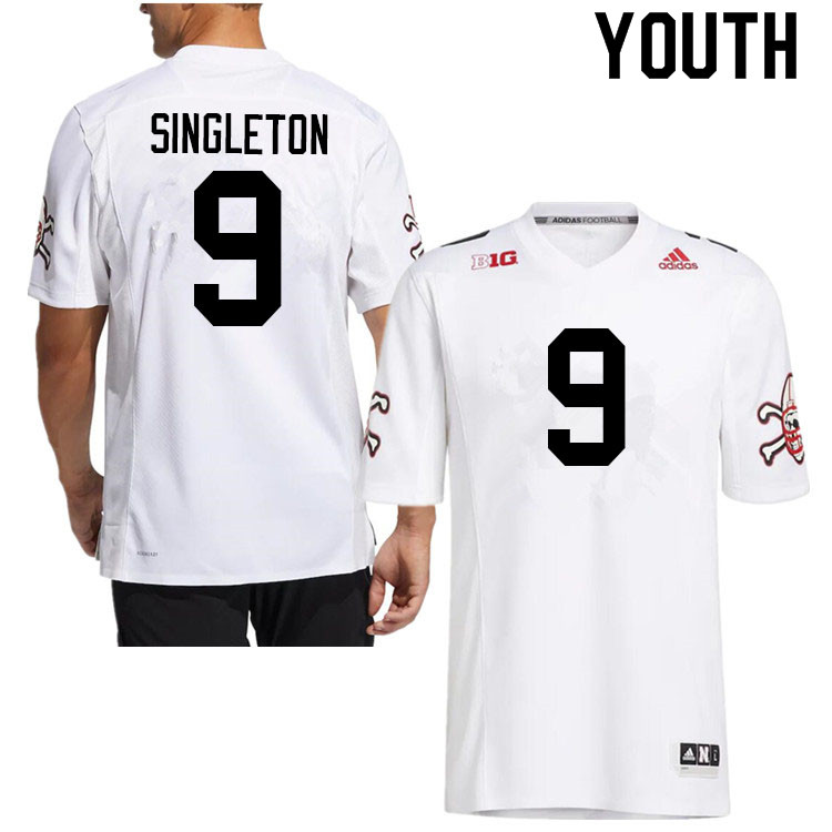 Youth #9 DeShon Singleton Nebraska Cornhuskers College Football Jerseys Sale-Strategy - Click Image to Close